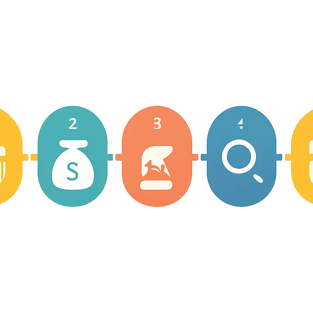 Five numbered circular icons connected by arrows in a horizontal flow, How the Nagaland State Lottery Draw Works and When