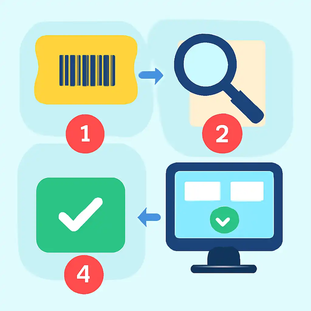 Annotated step diagram: matching your ticket number process with numbered callouts, Lottery Sambad