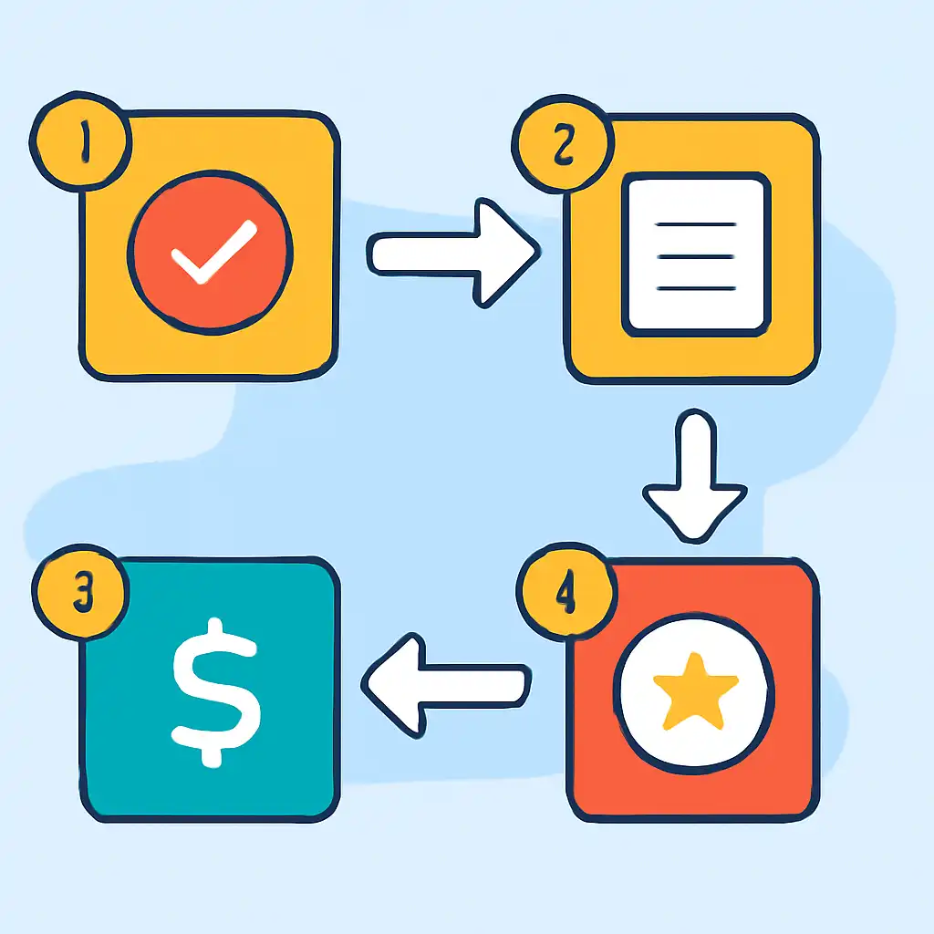 Annotated step diagram: old results explained process with numbered callouts, Lottery Sambad